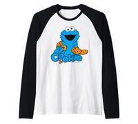 Sesame Street Cookie Monster Best Cookies Happy Classic Pose Manche Raglan