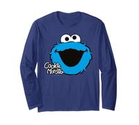 Sesame Street Cookie Monster Big Face Cookies Pose Classique Manche Longue