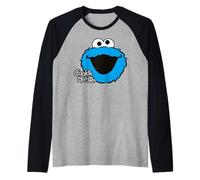 Sesame Street Cookie Monster Big Face Cookies Pose Classique Manche Raglan