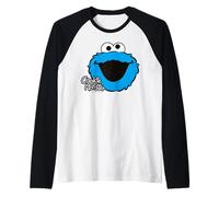 Sesame Street Cookie Monster Big Face Cookies Pose Classique Manche Raglan
