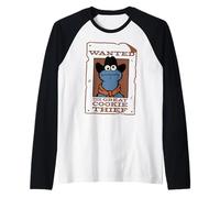 Sesame Street Cookie Monster Cowboy Bandit Wanted Poster Amusant Manche Raglan