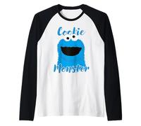Sesame Street Cookie Monster, Dessin animé Crazy Big Retro Face Manche Raglan