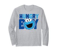 Sesame Street Cookie Monster Hungry Big Head Pose Classique Manche Longue