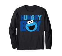 Sesame Street Cookie Monster Hungry Big Head Pose Classique Manche Longue