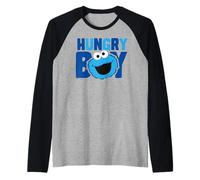 Sesame Street Cookie Monster Hungry Big Head Pose Classique Manche Raglan