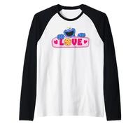 Sesame Street Cookie Monster Love Valentine Cœur Rétro Fun Manche Raglan
