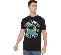 Sesame Street Cookie Monster World Tour Unisex T Shirt, Black, Noir, XL Mixte