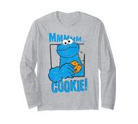 Sesame Street Cookie Monster Yummy Cookies Happy Retro Pose Manche Longue