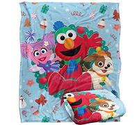 Sesame Street - Couverture Soyeuse au Toucher pour Enfants Furry Friends Forever Elmo Abby Wreath, 152 x 127 cm