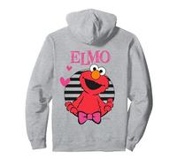 Sesame Street Elmo Happy Cuddle XOXO Cute Friends Cœur Love Sweat à Capuche, Unisexe pour Adultes, Gris Chiné, XL