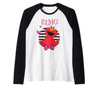 Sesame Street Elmo Happy Cuddle XOXO Cute Friends Love Heart Manche Raglan