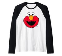Sesame Street Elmo Retro Comic Cute Face Cuddle Happy Vibes Manche Raglan