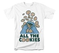 Sesame Street Funny Phrases Collection T-shirt unisexe pour adulte, Cookie Monster Tous les cookies, Taille L