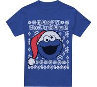 Sesame Street - T-shirt "Ugly Christmas" pour homme/femme unie, chiné TV20481 (S) (Bleu roi)