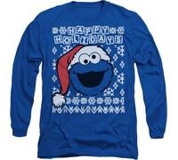 Sesame Street - T-shirt "Ugly Christmas" pour homme/femme unie, manches longues TV20480 (XL) (Bleu roi)