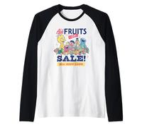 Sesame Street Vintage Fruit Elmo, Cookie Monster, Big Bird Manche Raglan