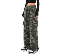 SESERAGI Cargo Pants Women Baggy Streetwear Y2K Drawstring Trousers Wide Leg Pants