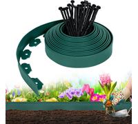 Sessamen-LP 10M Bordure de pelouse flexible en plastique avec 30 ancrages pour l'ancrage Bordure de parterre, pavés Bordure de tonte jardin décoratif(Vert)