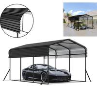 Sessamen-LP 10x15 FT Métal Carport Tente garage, abri haute performance avec base renforcée, toit en acier et structure entièrement métallique, extérieur garage-abri de voiture pour voiture, camion et