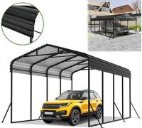 Sessamen-LP 12x20 FT Métal Carport Tente garage, abri haute performance avec base renforcée, toit en acier et structure entièrement métallique, extérieur garage-abri de voiture pour voiture, camion et