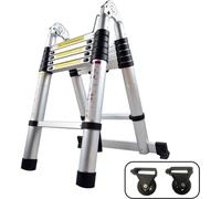 Sessamen-LP 3.8M Alu Echelle télescopique Echelle pliante Echelle double Echelle coulissante Echelle multi-usages Echelle à poser (3.8M, échelle pliante)