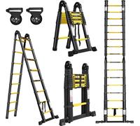 Sessamen-LP 5M Alu Echelle télescopique Echelle pliante Echelle double Echelle coulissante Echelle multi-usages Echelle d'appui Echelle en aluminium, noir