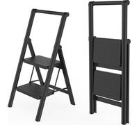Sessamen-LP Alu Escabeau 2 marches Escabeau pliant Tabouret antidérapant Escabeau d'escalier Escabeau de ménage(avec main courante)