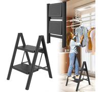 Sessamen-LP Alu Escabeau 2 marches Escabeau pliant Tabouret antidérapant Escabeau d'escalier Escabeau domestique avec pédale antidérapante