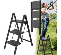 Sessamen-LP Alu Escabeau 3 marches Escabeau pliant Tabouret antidérapant Escabeau d'escalier Escabeau domestique avec pédale antidérapante