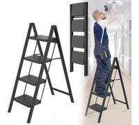 Sessamen-LP Alu Escabeau 4 marches Escabeau pliant Tabouret antidérapant Escabeau d'escalier Escabeau domestique avec pédale antidérapante