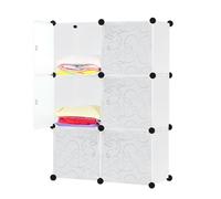Sessamen-LP Armoire à vêtements, système d'étagères DIY, armoire de rangement, plastique PP avec porte Penderie, eau et anti-poussière pour chambre à coucher salle de bain (6 boîtes avec porte, blanc)