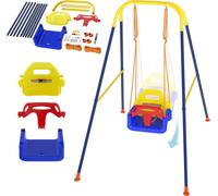 Sessamen-LP Balançoire bébé 3 en 1 Balançoire enfant avec support métallique Balançoire trapèze Hauteur réglable Set de balançoire corde pour enfants Extérieur Intérieur Jouets de jardin Coloré