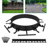 Sessamen-LP Bordure de pelouse plastique 12M, Bordure de pavé Bordure de parterre Bordure de tonte Pierre de bordure avec 50 ancrages de terre, noir(58mm)