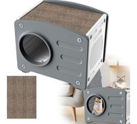 Sessamen-LP Cave à chat Maison pour chat avec griffoir Tonneau pour chat d'extérieur Tour pour chat d'intérieur Niche pour chat avec grottes Maison fermée pour chiots, 55.3x40.5x46cm, Gris