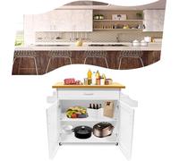 Sessamen-LP Chariot de cuisine Chariot de cuisine îlot à roulettes, 1 tiroir, 2 niveaux de rangement, avec porte-serviettes Chariot de service, Pour cuisine, mariage en plein air, hôtel, 115x36x90cm B