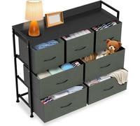 Sessamen-LP Commode à 7 tiroirs en tissu Commode de chambre à coucher Rangement en tissu Armoire à tiroirs Structure métallique Commode en tissu (lin gris)