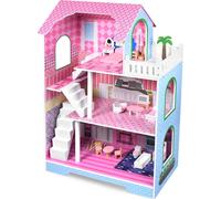 Sessamen-LP Maison de poupées pour enfants Villa de poupées en bois Set de jeu fille 3 étages Maison de Barbie avec meubles et accessoires, 70x30x100cm Maisons de poupées pour enfants (type B)