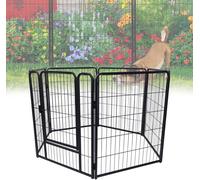 Sessamen-LP Parc pour chiots Parc pour chiens avec 1 porte 6 pièces 65x80cm noir grille métallique Cage intérieure et extérieure pour lapins,chats,chiots