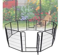 Sessamen-LP Parc pour chiots Parc pour chiens avec 2 portes 12 pièces 65x80cm Noir Grille métallique Cage intérieure et extérieure pour lapins,chats,chiots