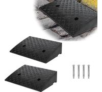 Sessamen-LP Rampe de trottoir Rampe d'accès 2 pièces Rampe de trottoir en caoutchouc Portable Rampe de fauteuil roulant Rampe de seuil de porte pour voiture, moto, fauteuil roulant, déambulateur, noir
