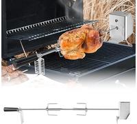 Sessamen-LP Set de brochettes en acier inoxydable 107cm BBQ Pince à viande avec moteur incl.4 x aiguilles à viande, 220V - 240V, tournebroche électrique, rôtissoire, tournebroche
