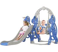 Sessamen-LP Structure d'escalade Enfants Indoor 4 en 1, Toboggan Enfants Panier de basket-ball Toboggan Enfants Outdoor à partir de 1 an, Toboggan Jouet de jardin, Bleu 175x140x120cm, Type B