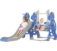 Sessamen-LP Structure d'escalade Enfants Indoor 4 en 1, Toboggan Enfants Panier de basket-ball Toboggan Enfants Outdoor à partir de 1 an, Toboggan Jouet de jardin, Bleu 175x140x105cm, Type A