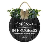 Session In Progress Please Do Not Disturb Panneau rond rustique à suspendre en bois Décoration murale