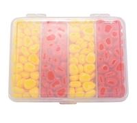 Sessleger 200pcs / lot Appat a Carpe Molle Ensemble de leurres de Peche Flaveur de mais Flottant Appat Artificiel Jaune Rouge avec Boite en Plastique