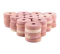 Sessleger Paquet de 50 Anneaux en Bois de CèDre pour VêTements, Blocs de CèDre Aromatiques, pour Placards et Tiroirs, Protecteur de Rangement pour VêTements