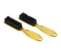 Sessleger Pinceau Fondu Peigne Ciseaux Brosse de Nettoyage Barber Shop Peau Fade Vintage TêTe Forme Sculpture Brosse de Nettoyage Or 2 PièCes SéRies