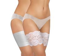 sesto senso 2 Paires Bandes de Cuisses Dentelle et Lisse Protège-Cuisse Elastiques Antidérapant Silicone Bande Blanc 65-70 L