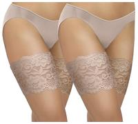sesto senso 2 Paires Bandes de Cuisses Femme - Protège-Cuisses en Dentelle Élastiques Antidérapantes avec Bande en Silicone Invisibles sous les Vêtements Sabia Chair 75-80 XXL