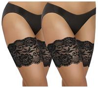 sesto senso 2 Paires Bandes de Cuisses Femme - Protège-Cuisses en Dentelle Élastiques Antidérapantes avec Bande en Silicone Invisibles sous les Vêtements Noir 70-75 XL